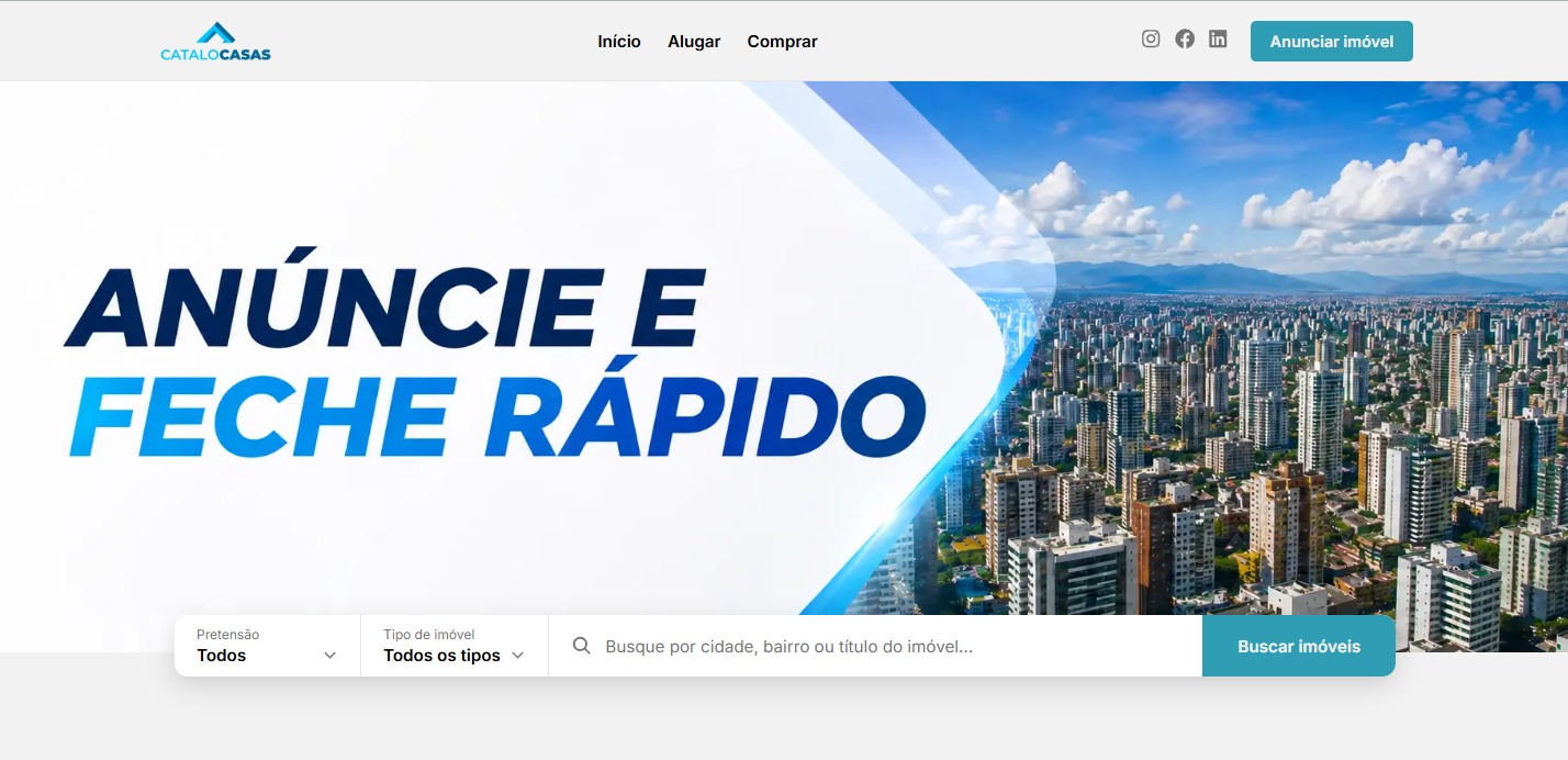 Marketplace Catalocasas com os imóveis anunciados